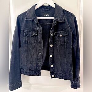 Black washed denim jacket